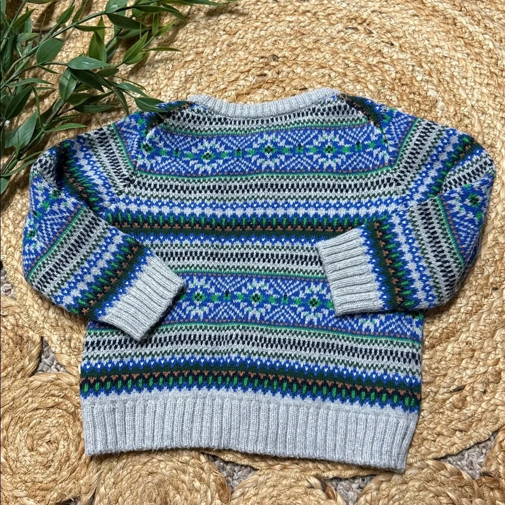 Janie and Jack Boy Fair Isle Crew Sweater. 12-18mo